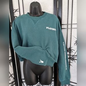 Over-Sized Playboy Cropped Sweatshirt